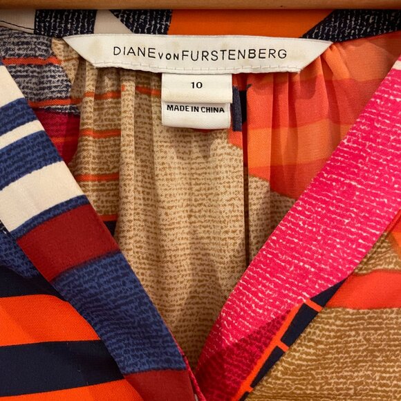 Diane Von Furstenberg Multicolor Geometric Print Freya Dress - Picture 2 of 6